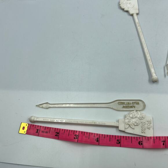 Vintage Lot Cocktail Stirrers Textured Four Roses Virginia Country Club Clear - Picture 7 of 9